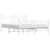 Cama Matrimonial | Cama Para Adultos | Estructura Cama Metal Con Cabecero Y Estribo Blanco 160x200 Cm Cfw657423