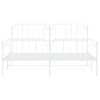 Cama Matrimonial | Cama Para Adultos | Estructura Cama Metal Con Cabecero Y Estribo Blanco 180x200 Cm Cfw995284