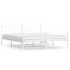 Cama Matrimonial | Cama Para Adultos | Estructura Cama Metal Con Cabecero Y Estribo Blanco 180x200 Cm Cfw203552