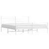 Cama Matrimonial | Cama Para Adultos | Estructura Cama Metal Con Cabecero Y Estribo Blanco 180x200 Cm Cfw203552