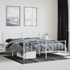 Cama Matrimonial | Cama Para Adultos | Estructura Cama Metal Con Cabecero Y Estribo Blanco 180x200 Cm Cfw690827