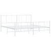 Cama Matrimonial | Cama Para Adultos | Estructura Cama Metal Con Cabecero Y Estribo Blanco 180x200 Cm Cfw690827