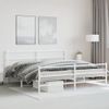 Cama Matrimonial | Cama Para Adultos | Estructura Cama Metal Con Cabecero Y Estribo Blanco 183x213 Cm Cfw636381