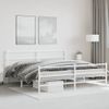 Cama Matrimonial | Cama Para Adultos | Estructura Cama Metal Con Cabecero Y Estribo Blanco 193x203 Cm Cfw797006