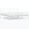 Cama Matrimonial | Cama Para Adultos | Estructura Cama Metal Con Cabecero Y Estribo Blanco 200x200 Cm Cfw429341