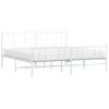 Cama Matrimonial | Cama Para Adultos | Estructura Cama Metal Con Cabecero Y Estribo Blanco 200x200 Cm Cfw429341