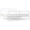 Cama Matrimonial | Cama Para Adultos | Estructura Cama Metal Con Cabecero Y Estribo Blanco 200x200 Cm Cfw946668