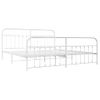 Cama Matrimonial | Cama Para Adultos | Estructura Cama Metal Con Cabecero Y Estribo Blanco 200x200 Cm Cfw946668