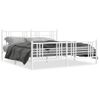 Cama Matrimonial | Cama Para Adultos | Estructura Cama Metal Con Cabecero Y Estribo Blanco 200x200 Cm Cfw230624