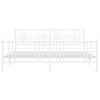 Cama Matrimonial | Cama Para Adultos | Estructura Cama Metal Con Cabecero Y Estribo Blanco 200x200 Cm Cfw230624