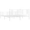 Cama Matrimonial | Cama Para Adultos | Estructura Cama Metal Con Cabecero Y Estribo Blanco 200x200 Cm Cfw230624