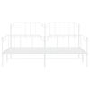 Cama Matrimonial | Cama Para Adultos | Estructura Cama Metal Con Cabecero Y Estribo Blanco 200x200 Cm Cfw628577