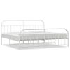 Cama Matrimonial | Cama Para Adultos | Estructura Cama Metal Con Cabecero Y Estribo Blanco 200x200 Cm Cfw926544