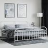 Cama Matrimonial | Cama Para Adultos | Estructura Cama Metal Con Cabecero Y Estribo Blanco 200x200 Cm Cfw926544