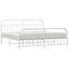 Cama Matrimonial | Cama Para Adultos | Estructura Cama Metal Con Cabecero Y Estribo Blanco 200x200 Cm Cfw926544