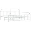 Cama Matrimonial | Cama Para Adultos | Estructura Cama Metal Con Cabecero Y Estribo Blanco 200x200 Cm Cfw926544