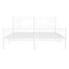 Cama Matrimonial | Cama Para Adultos | Estructura Cama Metal Con Cabecero Y Estribo Blanco 200x200 Cm Cfw201097