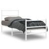 Cama Individual | Cama Para Adultos | Estructura Cama Metal Con Cabecero Y Estribo Blanco 80x200 Cm Cfw390523