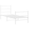 Cama Individual | Cama Para Adultos | Estructura Cama Metal Con Cabecero Y Estribo Blanco 80x200 Cm Cfw390523