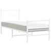 Cama Individual | Cama Para Adultos | Estructura Cama Metal Con Cabecero Y Estribo Blanco 80x200 Cm Cfw390523