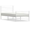 Cama Individual | Cama Para Adultos | Estructura Cama Metal Con Cabecero Y Pie Cama Blanca 100x200 Cm Cfw408918