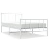 Cama Individual | Cama Para Adultos | Estructura Cama Metal Con Cabecero Y Pie Cama Blanca 100x200 Cm Cfw629351