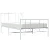 Cama Individual | Cama Para Adultos | Estructura Cama Metal Con Cabecero Y Pie Cama Blanca 100x200 Cm Cfw629351