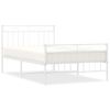 Cama Individual | Cama Para Adultos | Estructura Cama Metal Con Cabecero Y Pie Cama Blanca 100x200 Cm Cfw210598