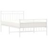 Cama Individual | Cama Para Adultos | Estructura Cama Metal Con Cabecero Y Pie Cama Blanca 100x200 Cm Cfw210598