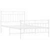 Cama Individual | Cama Para Adultos | Estructura Cama Metal Con Cabecero Y Pie Cama Blanca 100x200 Cm Cfw210598