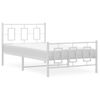 Cama Para Adulto | Cama Individual | Estructura Cama Metal Con Cabecero Y Pie Cama Blanca 100x200 Cm Cfw488734