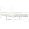 Cama Individual | Cama Para Adultos | Estructura Cama Metal Con Cabecero Y Pie Cama Blanca 100x200 Cm Cfw55016