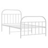 Cama Individual | Cama Para Adultos | Estructura Cama Metal Con Cabecero Y Pie Cama Blanca 100x200 Cm Cfw529287