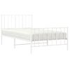 Cama Individual | Cama Para Adultos | Estructura Cama Metal Con Cabecero Y Pie Cama Blanca 100x200 Cm Cfw569708