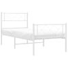 Cama Individual | Cama Para Adultos | Estructura Cama Metal Con Cabecero Y Pie Cama Blanca 100x200 Cm Cfw799542