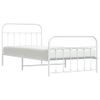 Cama Individual | Cama Para Adultos | Estructura Cama Metal Con Cabecero Y Pie Cama Blanca 100x200 Cm Cfw363806