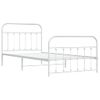 Cama Individual | Cama Para Adultos | Estructura Cama Metal Con Cabecero Y Pie Cama Blanca 100x200 Cm Cfw363806