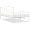 Cama Individual | Cama Para Adultos | Estructura Cama Metal Con Cabecero Y Pie Cama Blanca 100x200 Cm Cfw374515