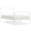 Cama Individual | Cama Para Adultos | Estructura Cama Metal Con Cabecero Y Pie Cama Blanca 100x200 Cm Cfw627365