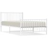 Cama Individual | Cama Para Adultos | Estructura Cama Metal Con Cabecero Y Pie Cama Blanca 107x203 Cm Cfw865796