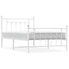 Cama Individual | Cama Para Adultos | Estructura Cama Metal Con Cabecero Y Pie Cama Blanca 107x203 Cm Cfw312147