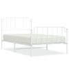 Cama Individual | Cama Para Adultos | Estructura Cama Metal Con Cabecero Y Pie Cama Blanca 107x203 Cm Cfw648212