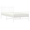 Cama Individual | Cama Para Adultos | Estructura Cama Metal Con Cabecero Y Pie Cama Blanca 107x203 Cm Cfw395623