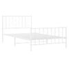 Cama Individual | Cama Para Adultos | Estructura Cama Metal Con Cabecero Y Pie Cama Blanca 107x203 Cm Cfw395623