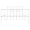 Cama Individual | Cama Para Adultos | Estructura Cama Metal Con Cabecero Y Pie Cama Blanca 107x203 Cm Cfw395623