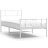 Cama Individual | Cama Para Adultos | Estructura Cama Metal Con Cabecero Y Pie Cama Blanca 107x203 Cm Cfw473250