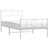 Cama Individual | Cama Para Adultos | Estructura Cama Metal Con Cabecero Y Pie Cama Blanca 107x203 Cm Cfw473250