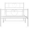 Cama Individual | Cama Para Adultos | Estructura Cama Metal Con Cabecero Y Pie Cama Blanca 107x203 Cm Cfw473250