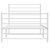 Cama Individual | Cama Para Adultos | Estructura Cama Metal Con Cabecero Y Pie Cama Blanca 107x203 Cm Cfw751071