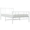 Cama Individual | Cama Para Adultos | Estructura Cama Metal Con Cabecero Y Pie Cama Blanca 107x203 Cm Cfw911045